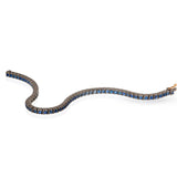 Bracciale Tennis in Titanio Oro Rosa e Zaffiri Blu da 5 Punti