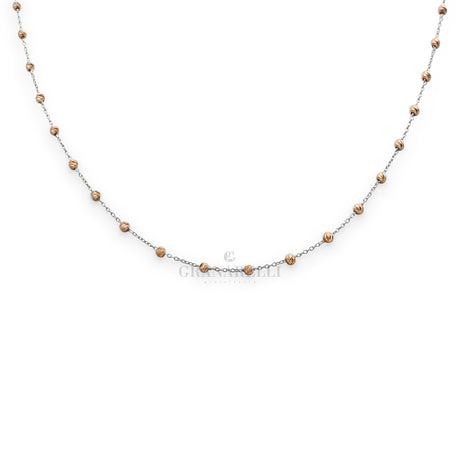Girocollo Sfere Diamantate in Oro Rosa E Bianco-Girocolli-GRANARELLI-Gioielleria Granarelli