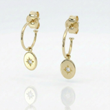 Mono orecchino con Piastra Pendente Oro Giallo 9kt e Diamante
