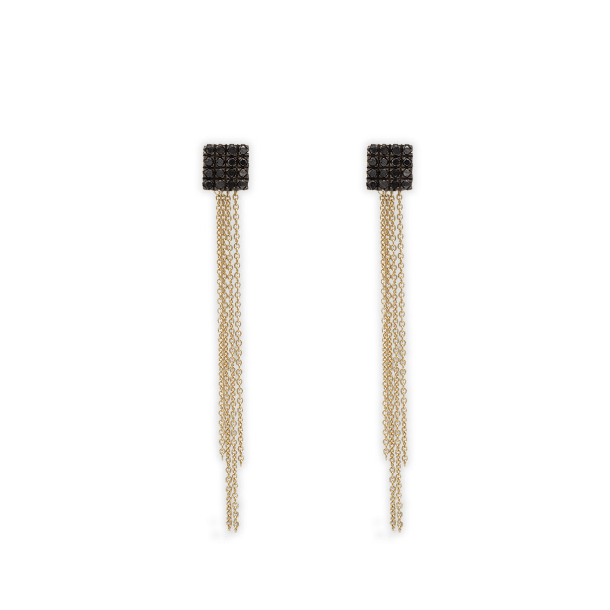 Square earrings of yellow gold diamonds