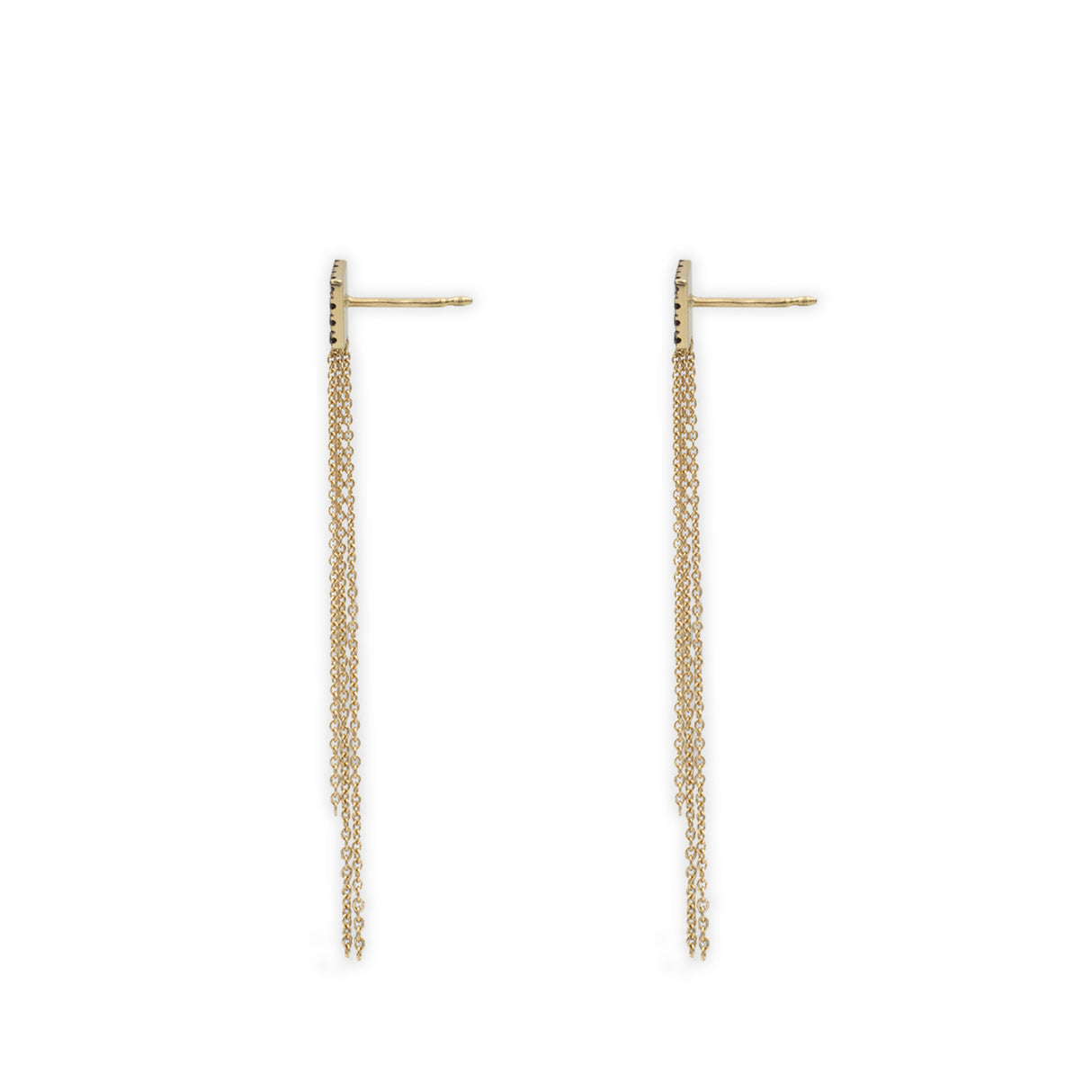 Square earrings of yellow gold diamonds