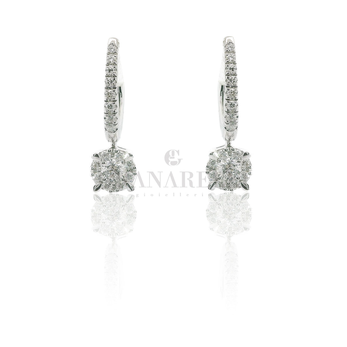 Orecchini Boccola Illusione Oro bianco e Diamanti 0.44kt