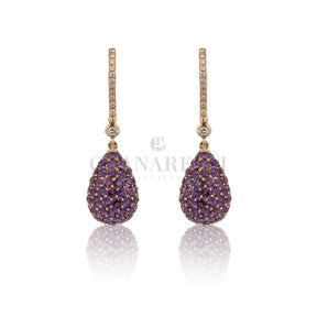 Boccola con pavè di ametista e diamanti bianchi in oro rosa-Orecchini-CRIVELLI-Gioielleria Granarelli
