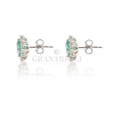 Oval emerald earrings 0.55kt and diamonds