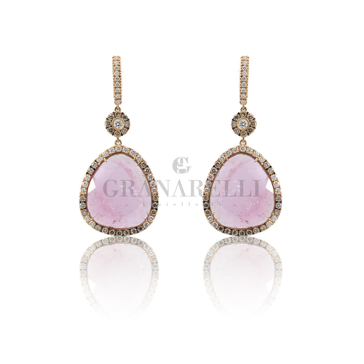 Boccola con topazio e Diamanti in Oro Rosa