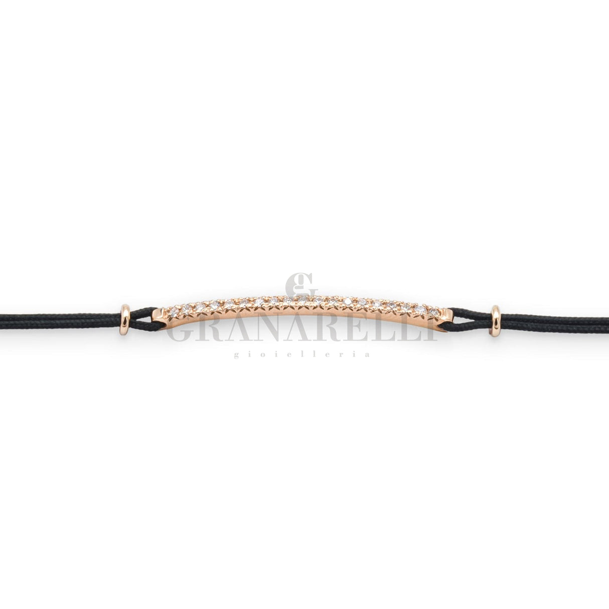 Bracciale Barretta Diamanti Bianchi misura piccola in Oro Rosa i cordino nautico