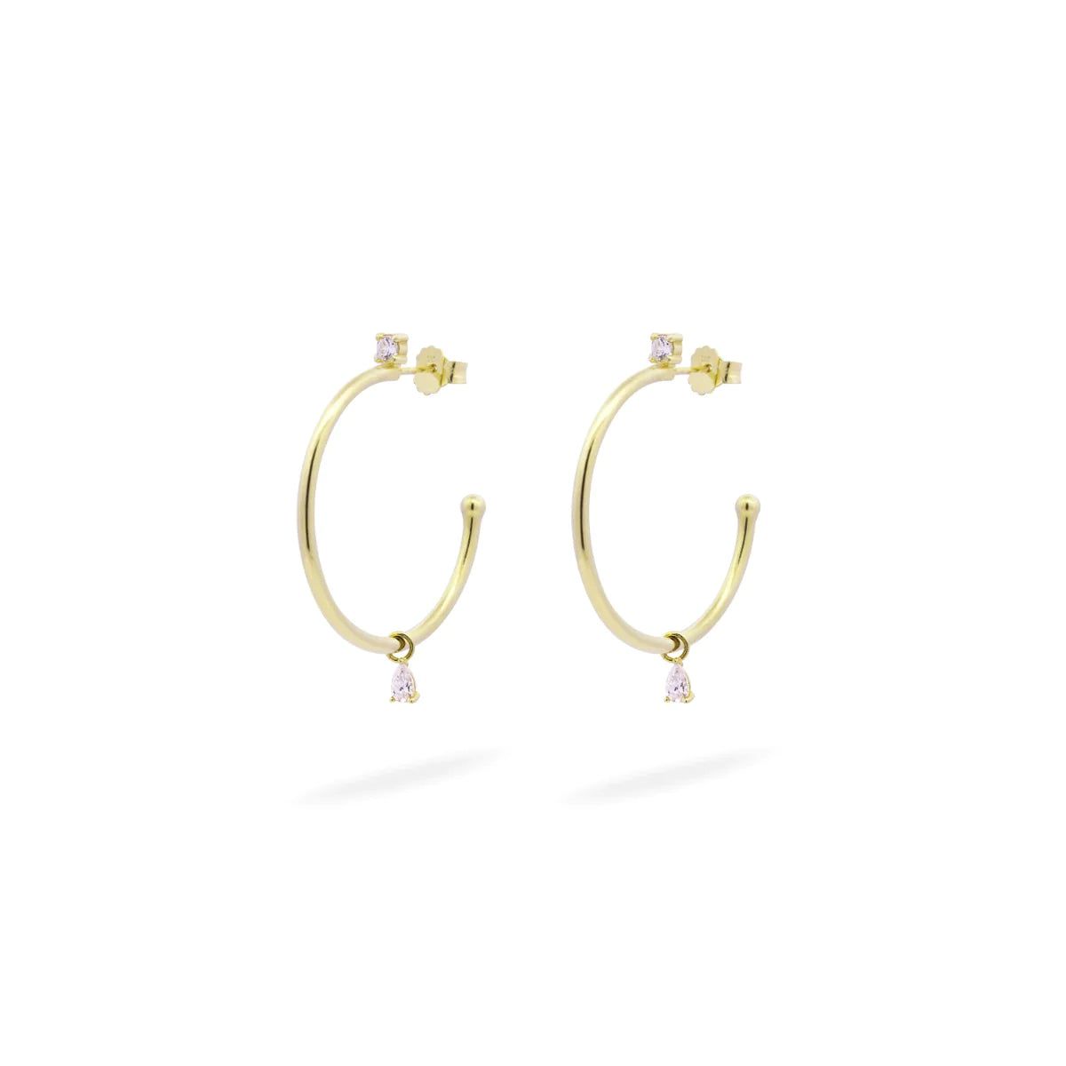 ORECCHINI CERCHIO FILO MINI DROP PENDENTE, ORO GIALLO - SHAPES-Orecchini-RUE DES MILLE-Gioielleria Granarelli