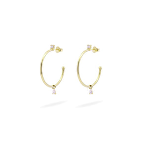 ORECCHINI CERCHIO FILO MINI DROP PENDENTE, ORO GIALLO - SHAPES-Orecchini-RUE DES MILLE-Gioielleria Granarelli