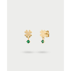 Orecchino lobo quadrifoglio con punto luce-Orecchini-RUE DES MILLE-Gioielleria Granarelli