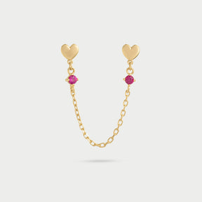 Orecchino double lobo catenella cuore con punto luce-Orecchini-RUE DES MILLE-Gioielleria Granarelli