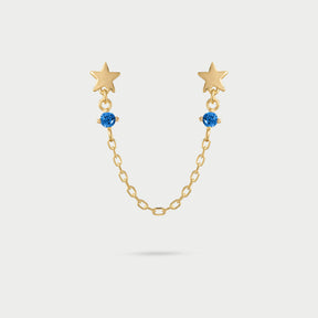 Orecchino double lobo catenella stelle con punto luce-Orecchini-RUE DES MILLE-Gioielleria Granarelli