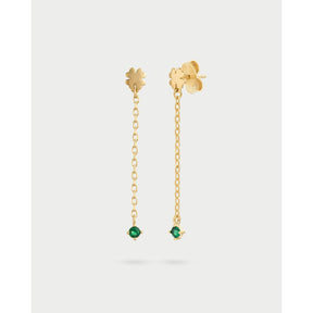 Orecchini quadrifoglio catenella line e punto luce-Orecchini-RUE DES MILLE-Gioielleria Granarelli