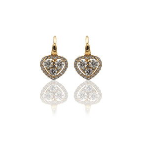 Orecchini Boccola Cuori di Diamanti In Oro Giallo-Orecchini-CRIVELLI-Gioielleria Granarelli
