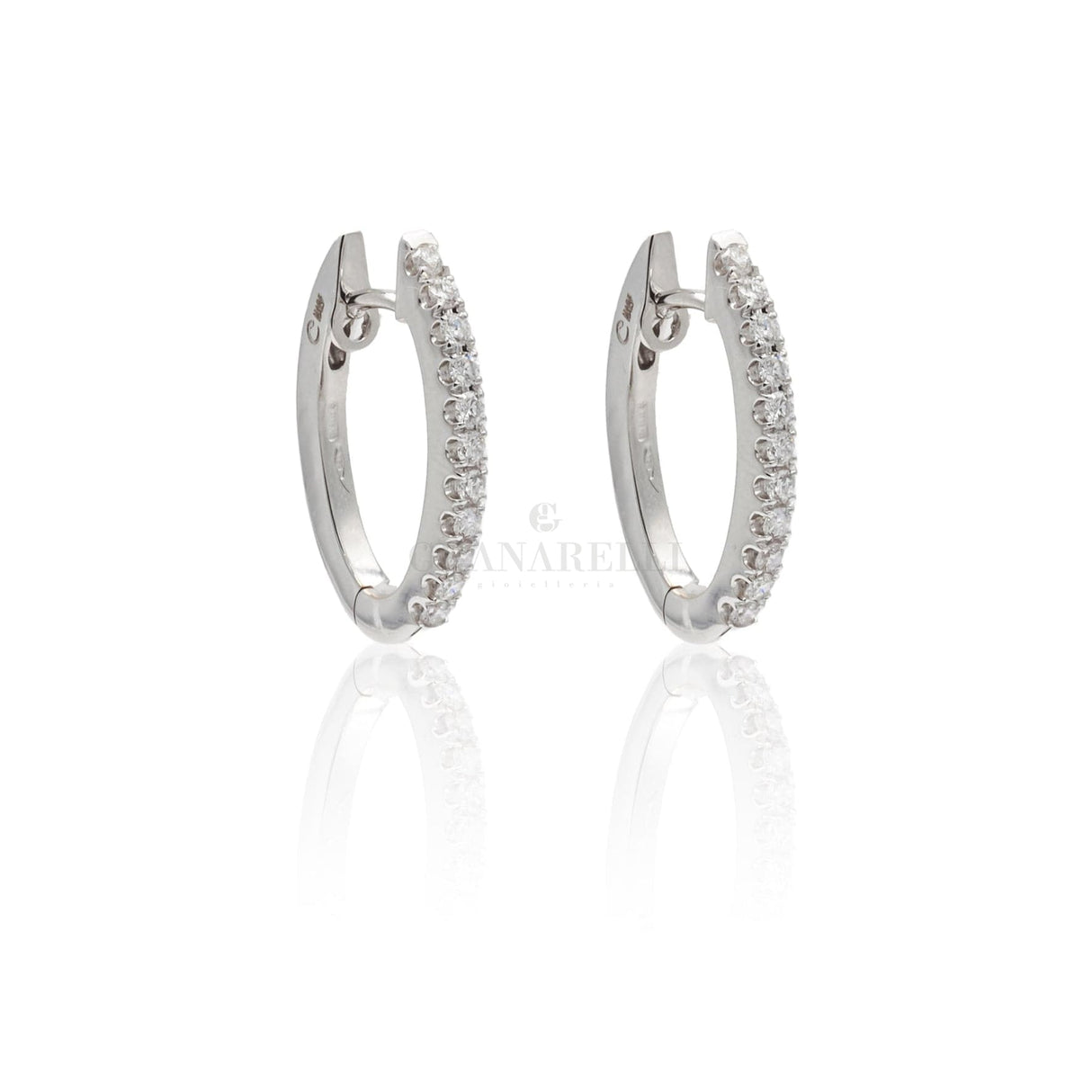 Orecchini Ovali Diamanti Bianchi 0.54t in Oro Bianco-Orecchini-GRANARELLI-Gioielleria Granarelli