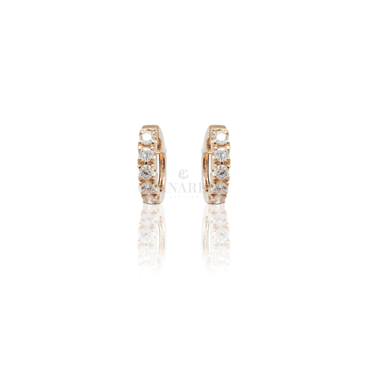 Orecchini Cerchi in Oro Rosa con Diamanti-Orecchini-CRIVELLI- [SKU] -Gioielleria Granarelli