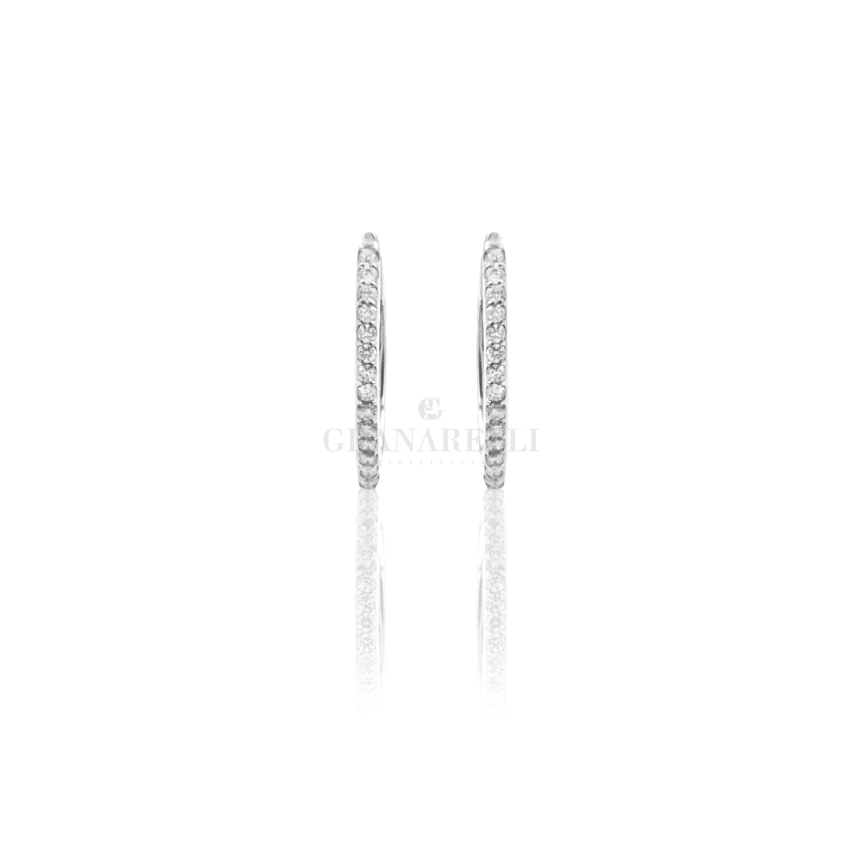 Orecchini Cerchi in Oro bianco e Diamanti-Orecchini-CRIVELLI- [SKU] -Gioielleria Granarelli