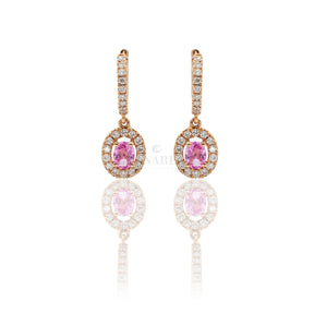 Orecchini Cerchio Pendente Zaffiro Rosa e Diamanti in Oro Rosa-Orecchini-CRIVELLI-Gioielleria Granarelli