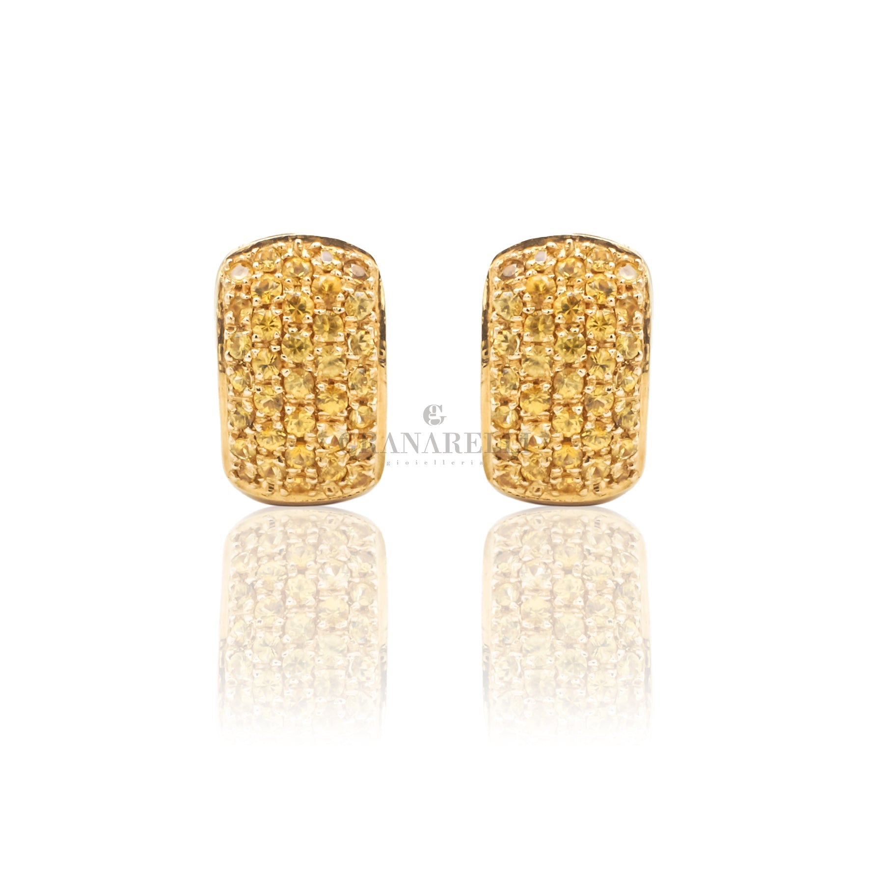 Orecchini 8 mm Diametro con Turchese in Oro Giallo da 1,4gr. Cerchietti