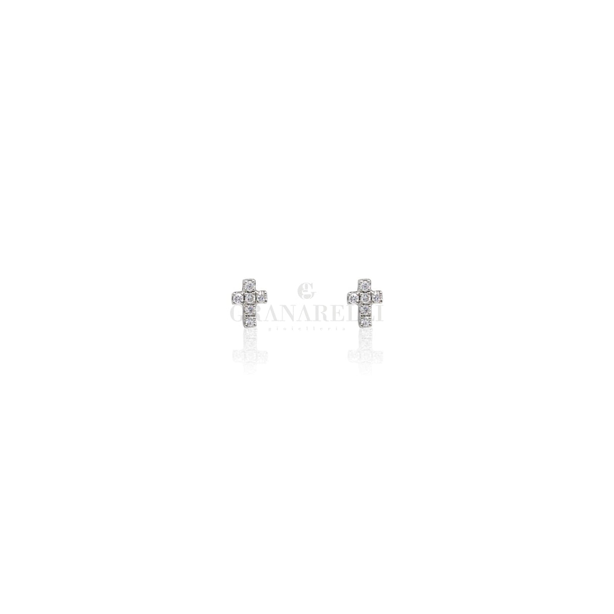 Orecchini Croce in Oro Bianco e Diamanti-Orecchini-CRIVELLI- [SKU] -Gioielleria Granarelli
