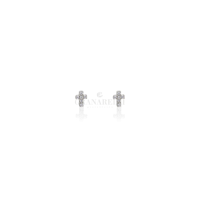 Orecchini Croce in Oro Bianco e Diamanti-Orecchini-CRIVELLI- [SKU] -Gioielleria Granarelli