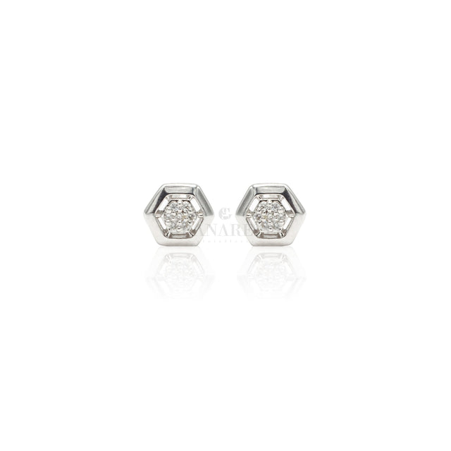 Orecchini Esagono Diamante in Oro Bianco-Orecchini-CRIVELLI-Gioielleria Granarelli