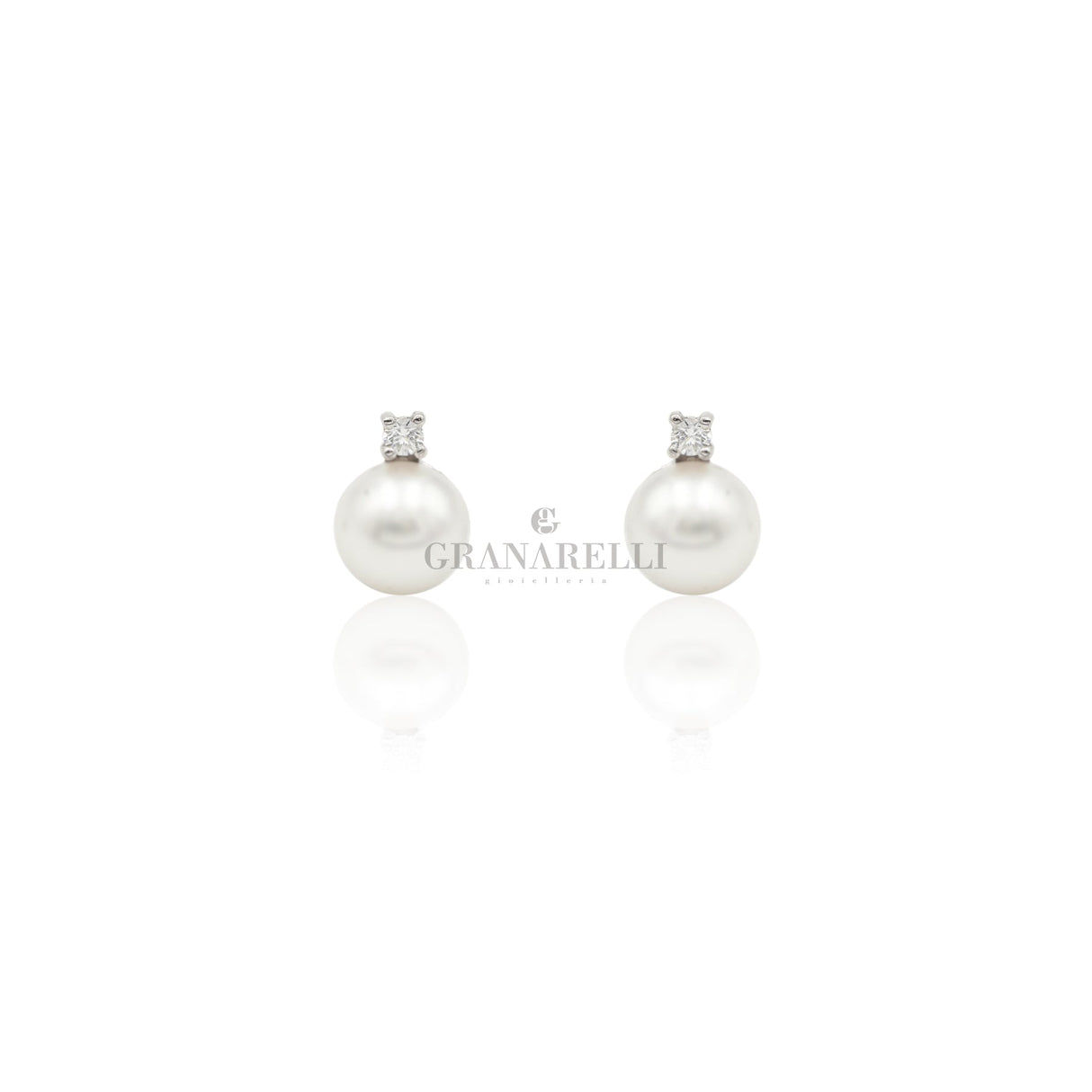 Orecchini Perla con diamante Ø 7-7.5 mm AKOYA-Orecchini-GRANARELLI-Gioielleria Granarelli