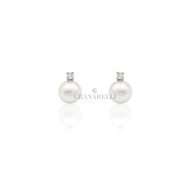 Orecchini Perla con diamante Ø 7-7.5 mm AKOYA-Orecchini-GRANARELLI-Gioielleria Granarelli