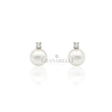 orecchini Perla con diamante Ø 7-7.5 mm AKOYA-Orecchini-GRANARELLI-Gioielleria Granarelli