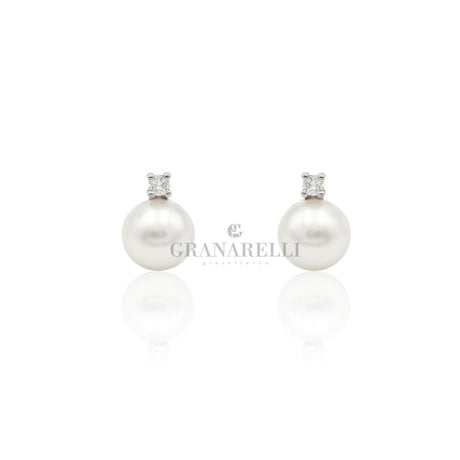 orecchini Perla con diamante Ø 7-7.5 mm AKOYA-Orecchini-GRANARELLI-Gioielleria Granarelli