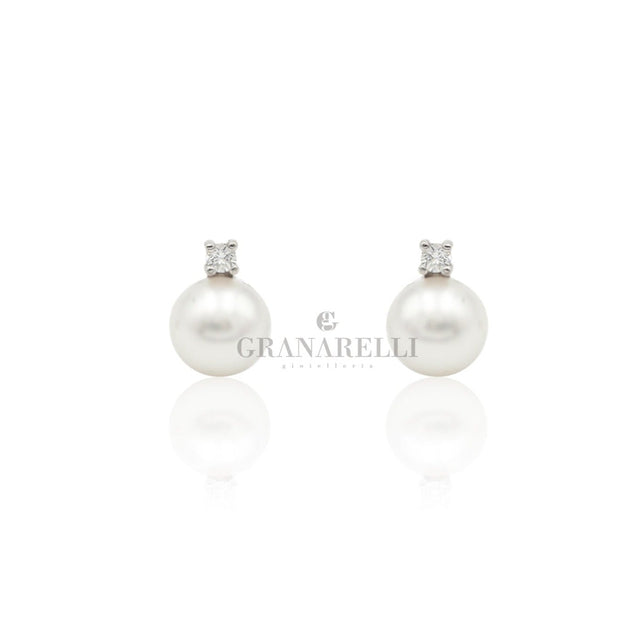 orecchini Perla con diamante Ø 7-7.5 mm AKOYA-Orecchini-GRANARELLI-Gioielleria Granarelli