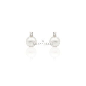 Orecchini Perla con diamante Ø 8/8,5 mm AKOYA-Orecchini-GRANARELLI-Gioielleria Granarelli