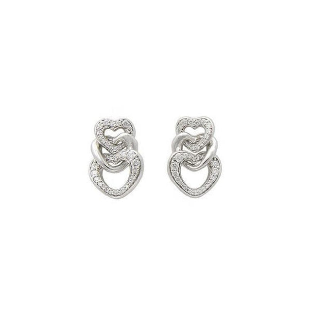 Orecchini Recarlo Cuori in Oro Bianco e Diamanti-Orecchini-RECARLO- [SKU] -Gioielleria Granarelli
