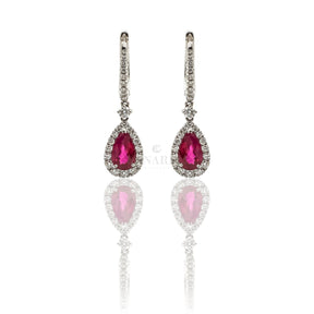 Orecchini Rubino Goccia con Diamanti in Oro Bianco-Orecchini-CRIVELLI-Gioielleria Granarelli