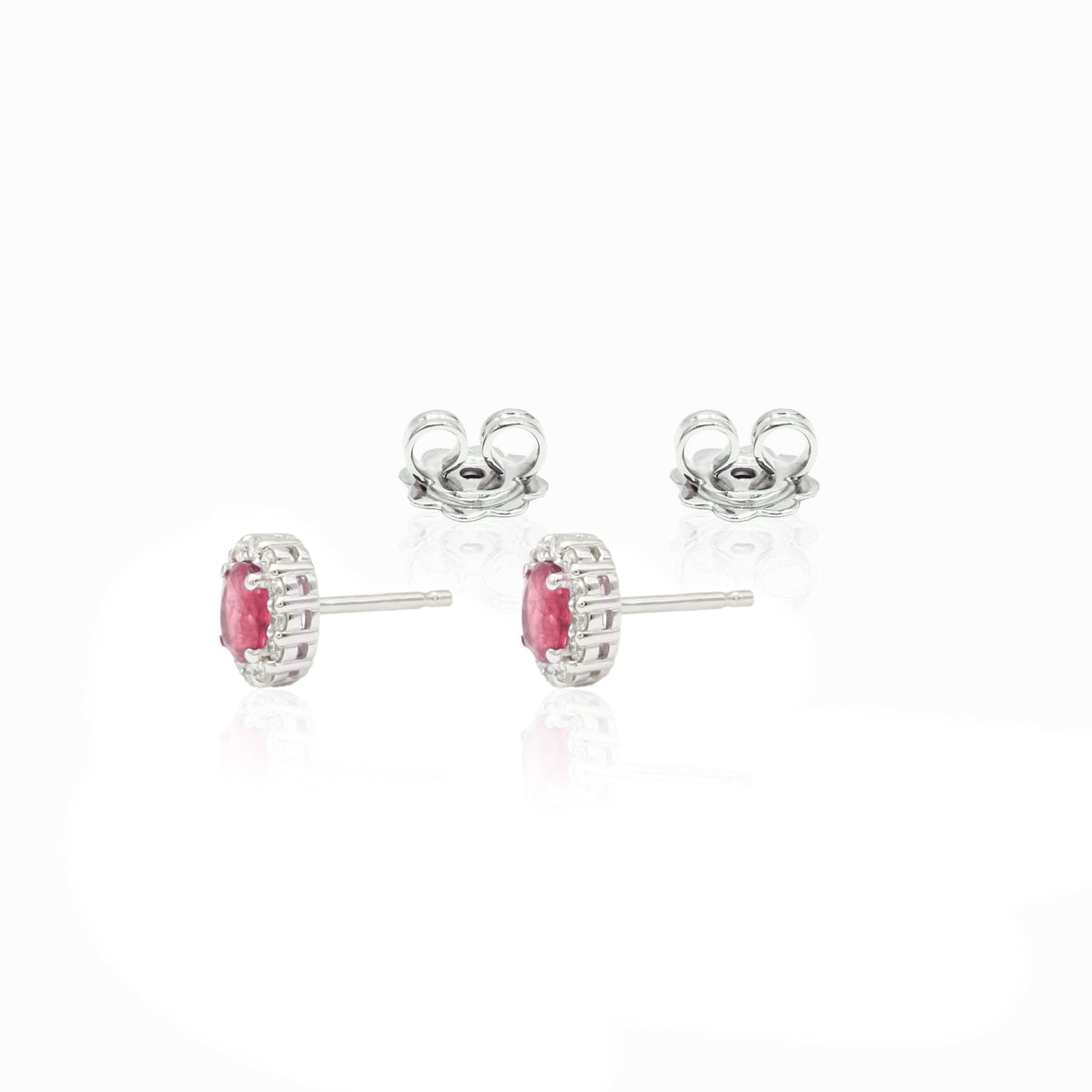 Orecchini a Lobo in Oro Bianco con Rubino e Diamanti