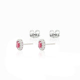 Orecchini a Lobo in Oro Bianco con Rubino e Diamanti