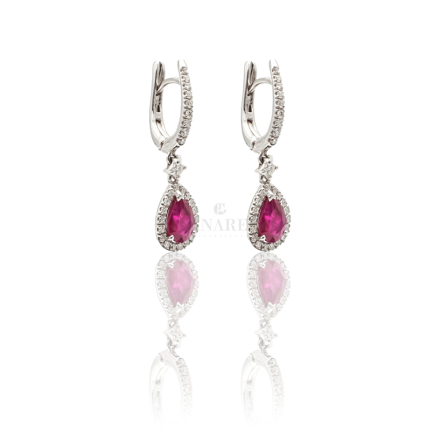 Orecchini in oro 14k con rubino, orecchini a goccia con rubino Orecchini in oro 14k con rubino, orecchini a goccia con rubino