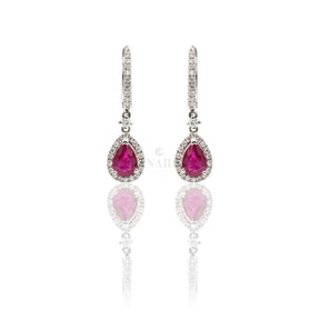 Orecchini Rubino a Goccia con Diamanti in Oro Bianco-Orecchini-CRIVELLI-Gioielleria Granarelli