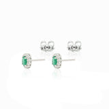 Orecchini a Lobo in Oro Bianco con Smeraldo e Diamanti