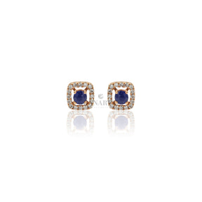 Orecchini Zaffiro contorno Diamanti in Oro Rosa-Orecchini-CRIVELLI-Gioielleria Granarelli
