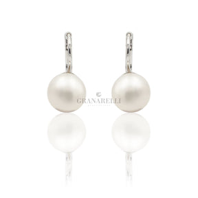 Orecchini boccola Perla in Oro Bianco-Orecchini-GRANARELLI-Gioielleria Granarelli
