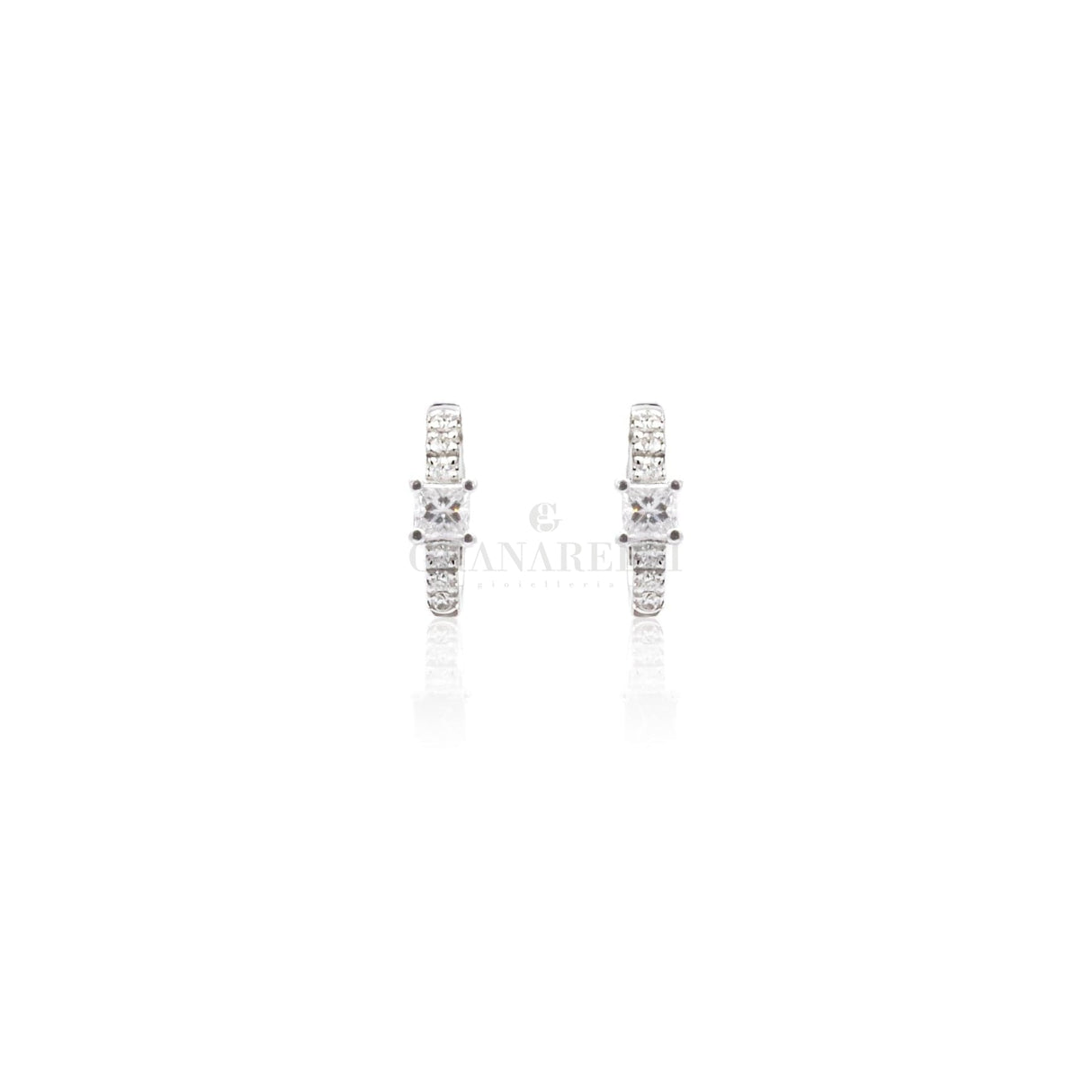 Orecchini cerchio in Oro Bianco con Diamanti-Orecchini-CRIVELLI- [SKU] -Gioielleria Granarelli