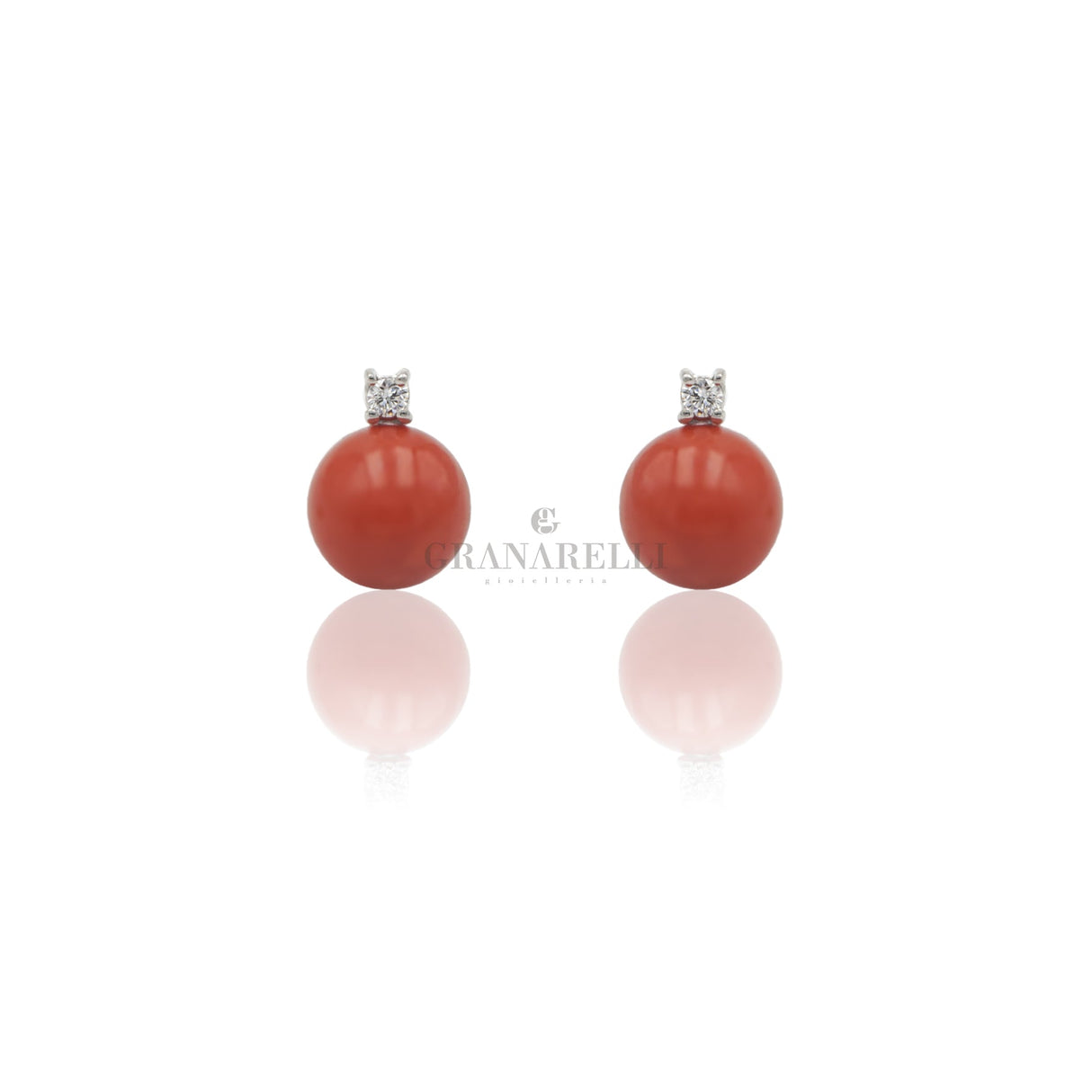 Orecchini corallo con diamante-Orecchini-GRANARELLI-Gioielleria Granarelli