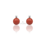 Orecchini corallo con diamante-Orecchini-GRANARELLI-Gioielleria Granarelli
