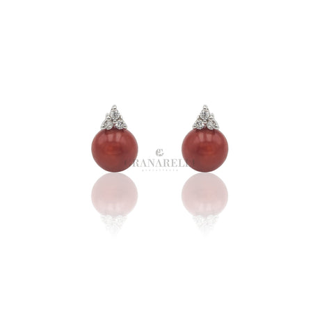 Orecchini corallo con diamanti-Orecchini-GRANARELLI-Gioielleria Granarelli