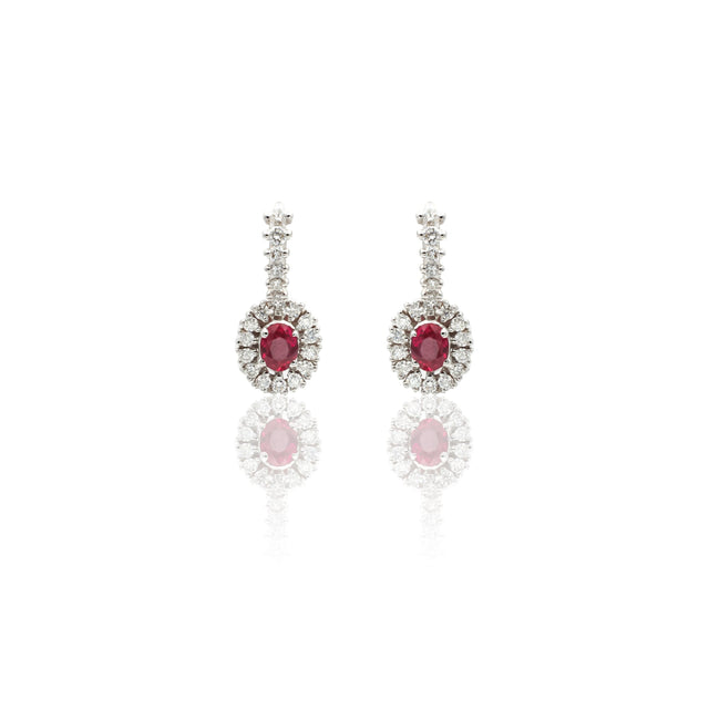 Orecchini Orecchini in Oro Bianco con Rubini e Diamanti GRANARELLI