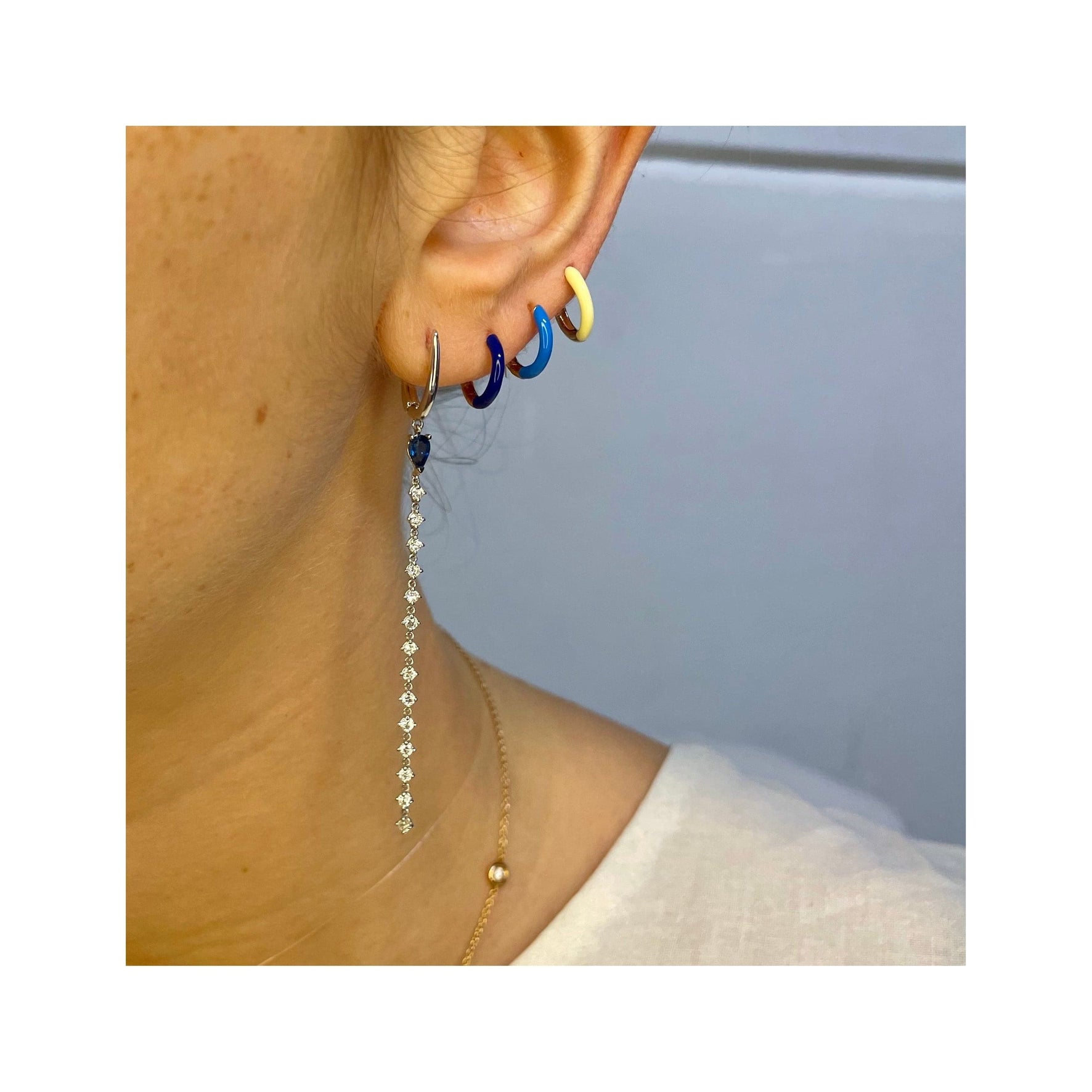 Orovi Orecchini Pendenti Donna In Oro 9kt Vero Con Zaffiri - Gocce In Oro Bianco, Gioielli Ipoallergenici Fatti A Mano - Elegante Scatola Portagioie Inclusa - Regalo Di Lusso