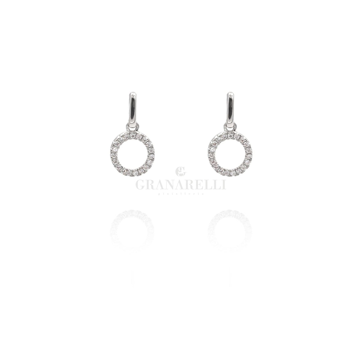 Orecchini semi pendenti Cerchio in Oro Bianco e Diamanti-Orecchini-CRIVELLI- [SKU] -Gioielleria Granarelli