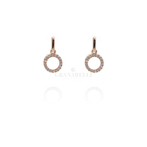 Orecchini semi pendenti Cerchio in Oro Rosa con Diamanti-Orecchini-CRIVELLI- [SKU] -Gioielleria Granarelli