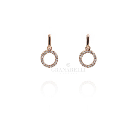 Orecchini semi pendenti Cerchio in Oro Rosa con Diamanti-Orecchini-CRIVELLI- [SKU] -Gioielleria Granarelli