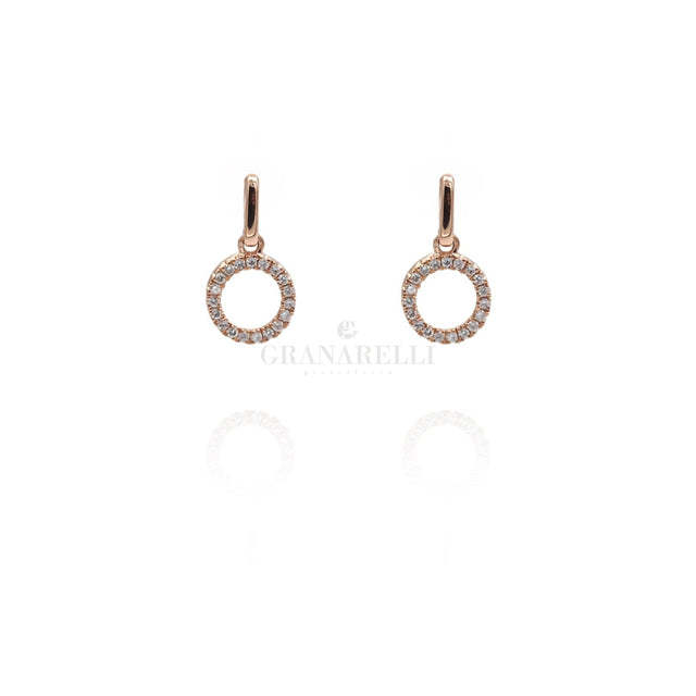 Orecchini semi pendenti Cerchio in Oro Rosa con Diamanti-Orecchini-CRIVELLI- [SKU] -Gioielleria Granarelli